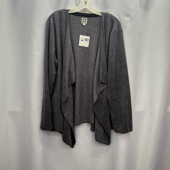 Anne Klein Charcoal Open Front Cardigan - Picture 1 of 3